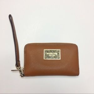 Michael Kors Brown Leather Wallet Wristlet